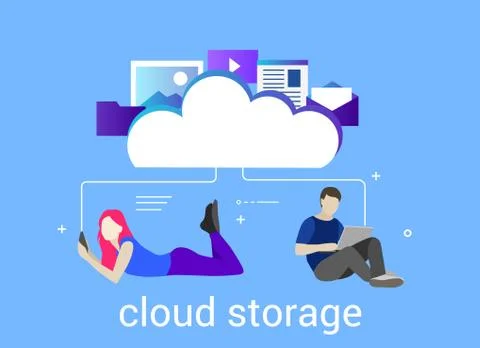 Computer device data cloud storage security flat design vector illustration Illustrazione stock