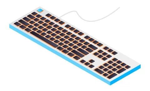 Computer device keyboard of isometric style Stock Illustration