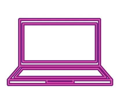 Computer device neon white background イラスト素材