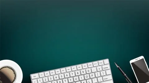 Computer Device On Working Desk Flat Lay Vector Illustrazione stock