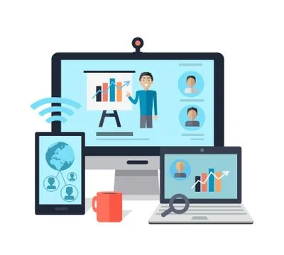 Computer Devices with Coaching on Screen 스톡 일러스트