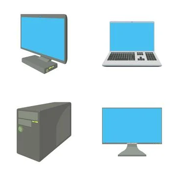 Computer devices electronics hardware technology digital set Stockillustratie