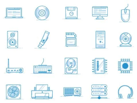 Computer Devices Icon Set Illustrazione stock