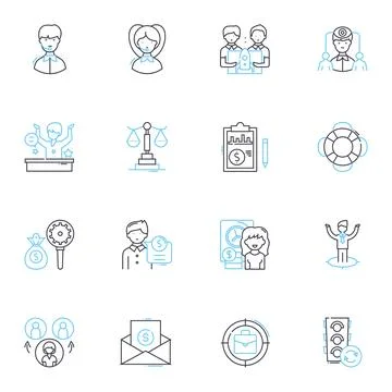 Computer Devices linear icons set. Processor, Motherboard, Graphics, Display Stock Illustration