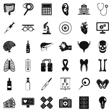 Computer diagnostic icons set, simple style Illustrazione stock