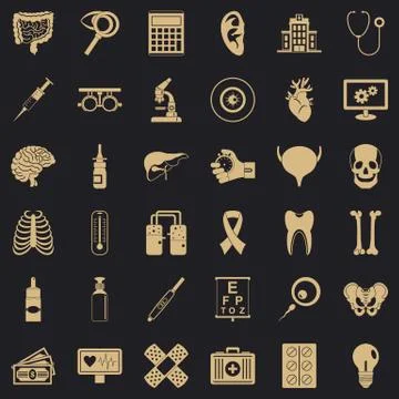 Computer diagnostic icons set, simple style 스톡 일러스트