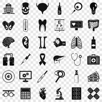 Computer diagnostic icons set, simple style 스톡 일러스트