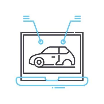 Computer diagnostic line icon, outline symbol, vector illustration, concept sign 스톡 일러스트