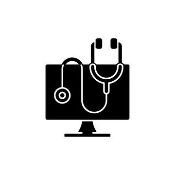 Computer diagnostics black glyph icon 스톡 일러스트
