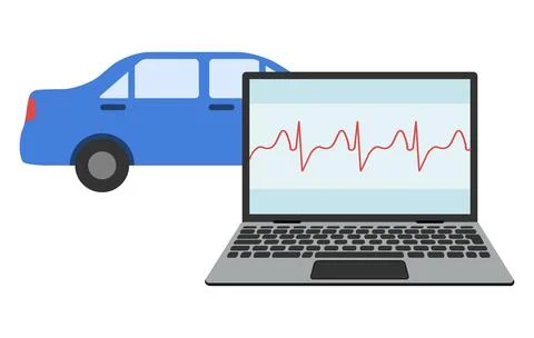 Computer diagnostics of the car, the car is checked for faults via イラスト素材
