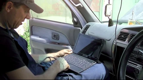 Computer diagnostics of a car Stock-Footage 78191500