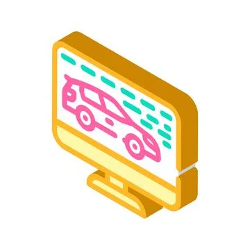 Computer diagnostics of cars isometric icon vector illustration Stock Illustration