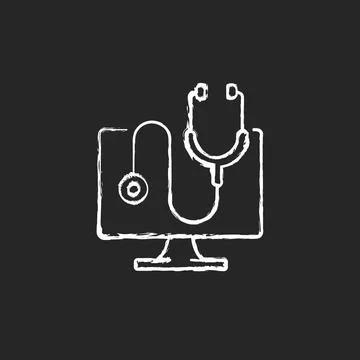 Computer diagnostics chalk white icon on black background Illustrazione stock