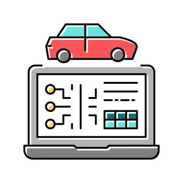 Computer diagnostics color icon vector isolated illustration Stock Illustration