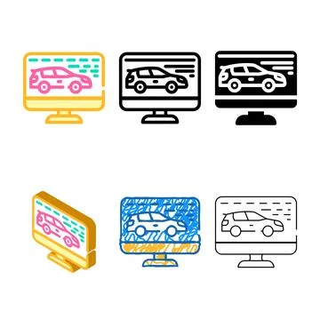 Computer diagnostics forms of cars color icon vector 스톡 일러스트