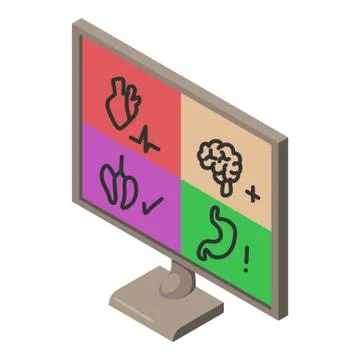 Computer diagnostics icon, isometric style 스톡 일러스트