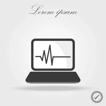 Computer diagnostics icon laptop test isolated technical. Illustrazione stock