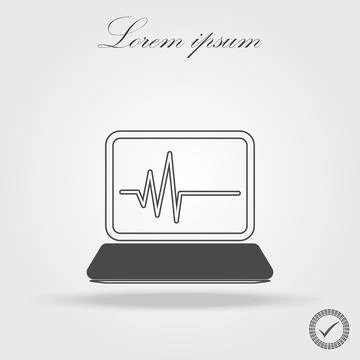 Computer diagnostics icon laptop test isolated technical. Stock Illustration