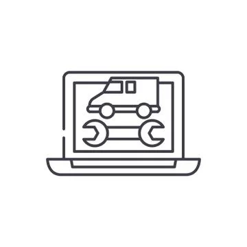 Computer diagnostics line icon concept. Computer diagnostics vector linear 스톡 일러스트