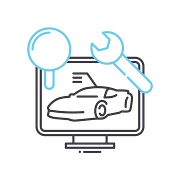 Computer diagnostics line icon, outline symbol, vector illustration, concept Stock Illustration