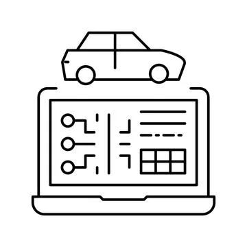 Computer diagnostics line icon vector isolated illustration Stock Illustration
