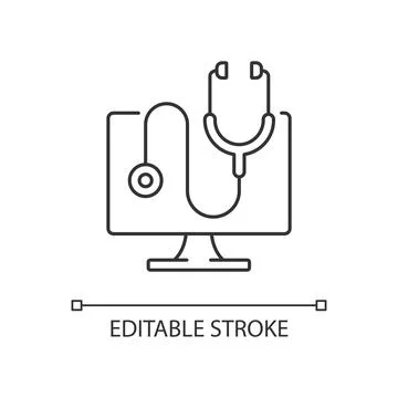 Computer diagnostics linear icon Stock Illustration