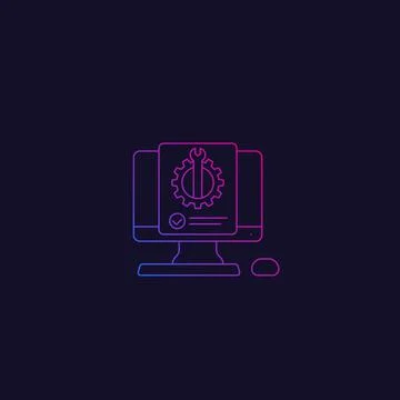 Computer diagnostics linear vector icon イラスト素材
