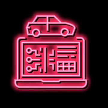 Computer diagnostics neon glow icon illustration イラスト素材