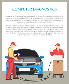 Computer Diagnostics Poster Vector Illustration Illustrazione stock