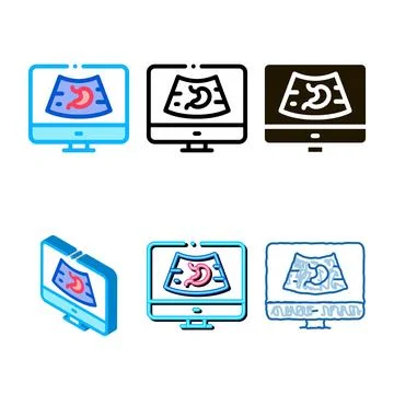 Computer diagnostics of stomach diversity icon vector outline Stock-Illustration