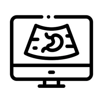 Computer diagnostics of stomach icon vector outline illustration Stock Illustration