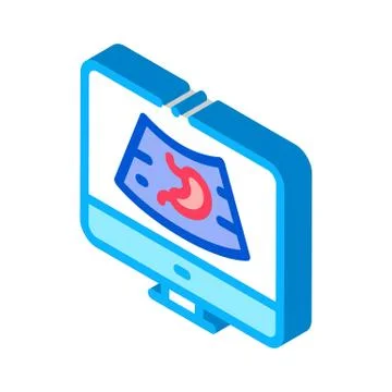 Computer diagnostics of stomach isometric icon vector illustration Stock Illustration