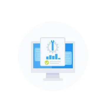 Computer diagnostics vector icon Stock Illustration