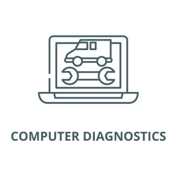 Computer diagnostics vector line icon, linear concept, outline sign, symbol Stock Illustration
