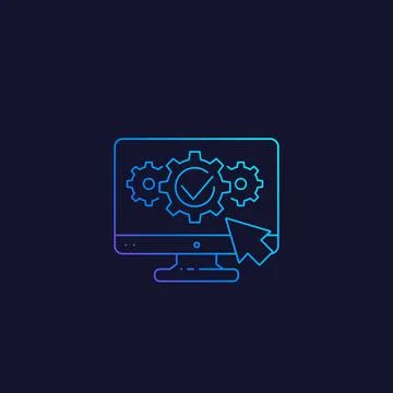 Computer diagnostics vector linear icon Illustrazione stock