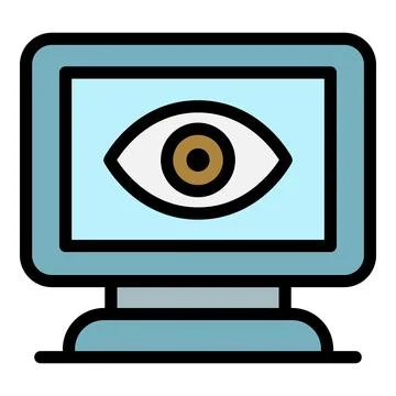 Computer diagnostics of vision icon color outline vector Stock Illustration