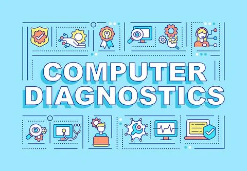 Computer diagnostics word concepts blue banner Stock Illustration
