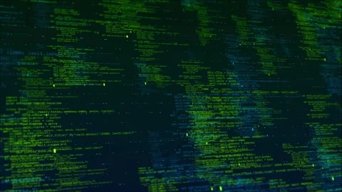 Computer digital Binary Code scrolling computer landscape Programming code Stock Footage 313756317