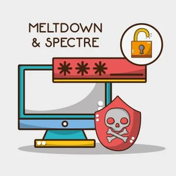 Computer with digital code and skull warning Illustrazione stock