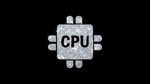 Computer Digital CPU Icon Shining Glitter Loop Blinking Particles . Stock Footage 116056191
