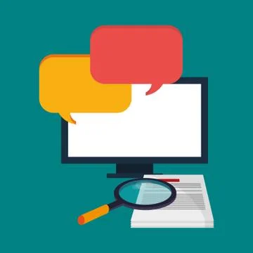 Computer digital document search bubble speech Stock Illustration