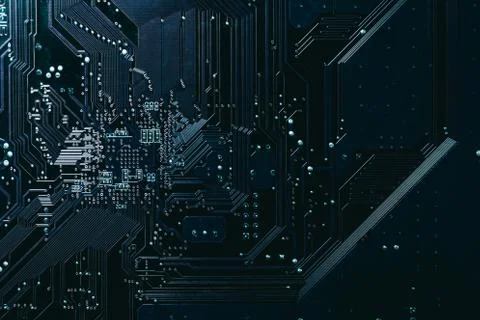 Computer digital electronic circuit for Technology dark pattern background 스톡 사진