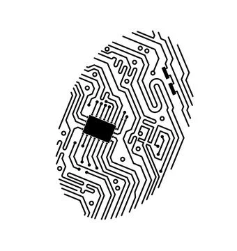 Computer digital fingerprint chipset circuit board 스톡 일러스트