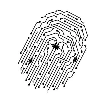 Computer digital fingerprint made of circuit board 스톡 일러스트