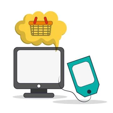 Computer digital marketing ecommerce icon. Vector graphic Stock Illustration