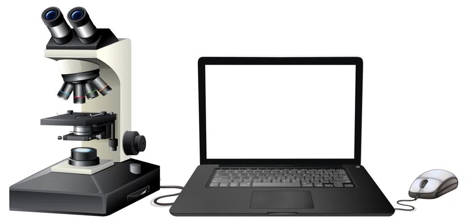 Computer digital microscope on white background イラスト素材
