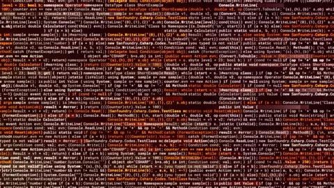 Computer digital screen with an abstract program code, seamless loop. Animation Stock Footage 155635922