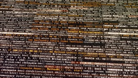 Computer digital screen with an abstract program code, seamless loop. Animation Stock Footage 156181632