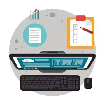 Computer digital support technical review Stock Illustration