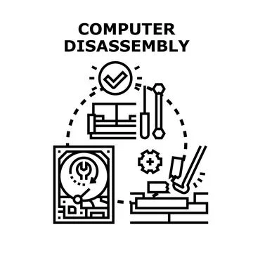 Computer disassembly concept with repair tools illustration 스톡 일러스트